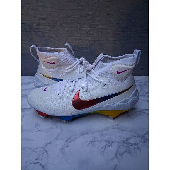 New Nike Alpha Huarache NXT Rainbow Men's Size 9 Baseball Cleats (DJ6517-106) - Picture 3 of 9